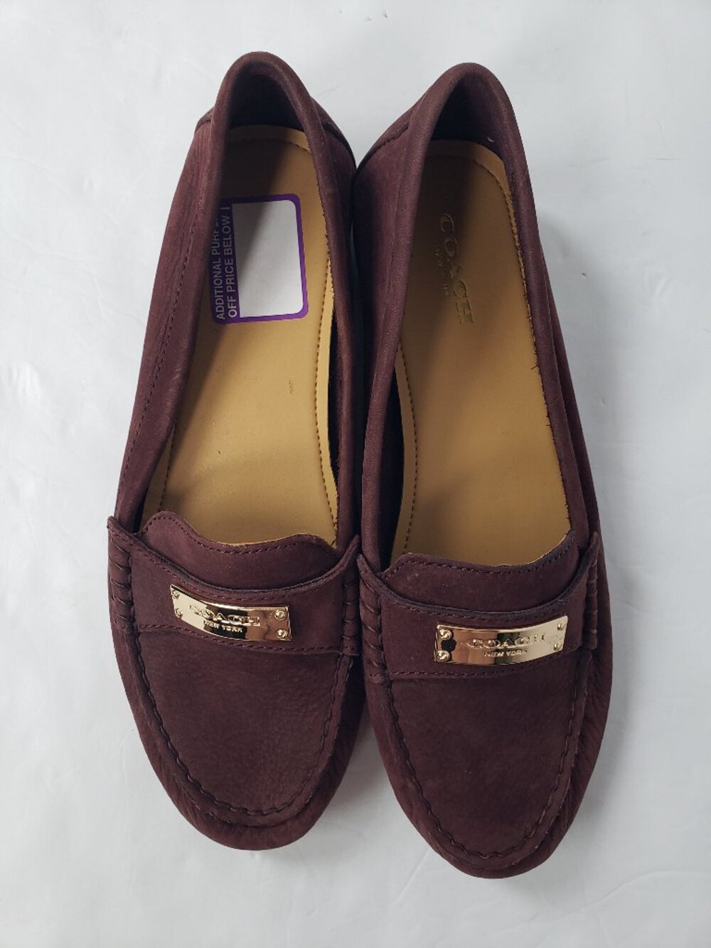 Coach Fredrica Nubuck Leather Preppy Loafers Driving Shoes In Merlot